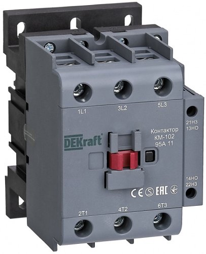 Контактор DEKraft КМ-102 3п 1НО+1НЗ 95А 400В тип АС3  картинка